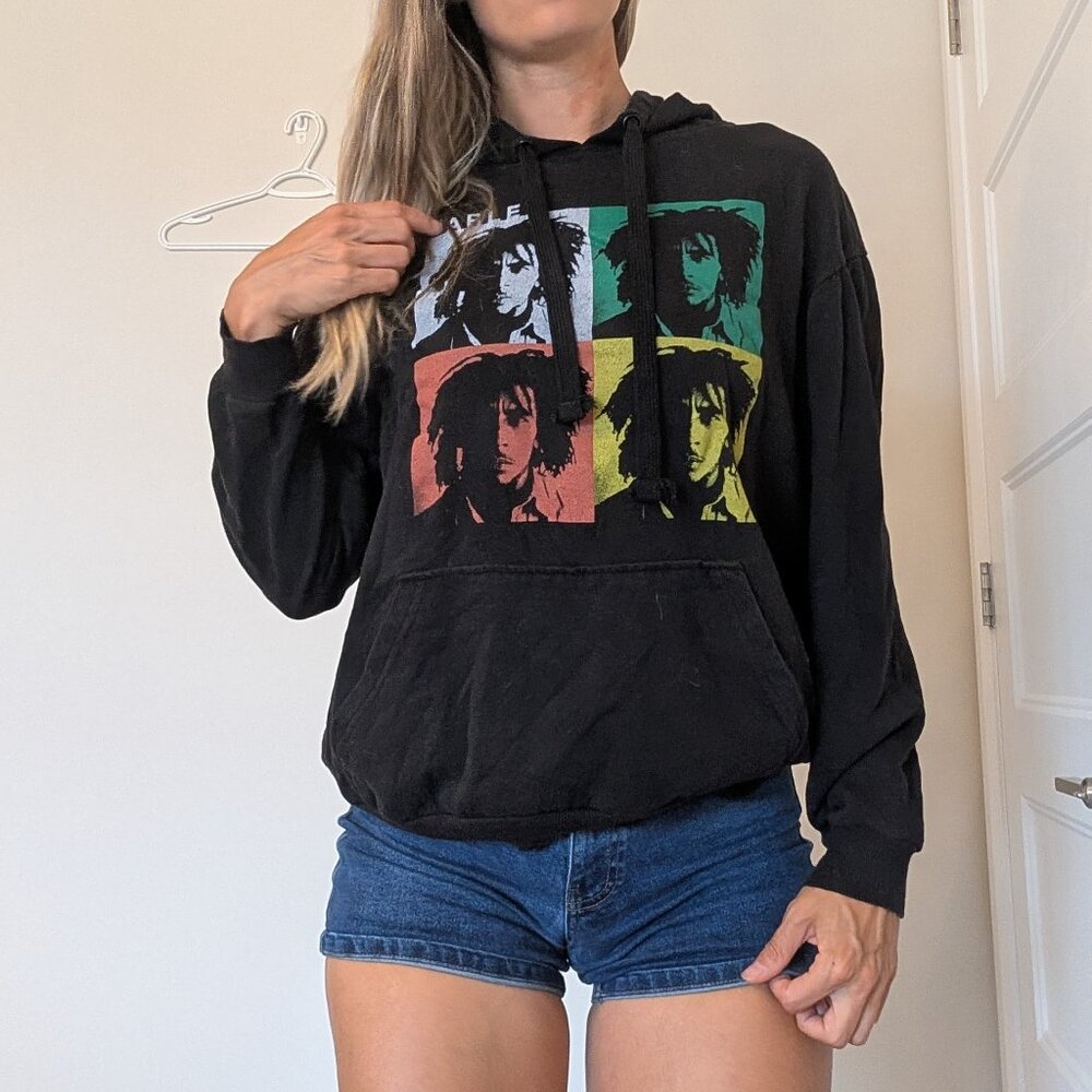 Zion Rootswear, Bob Marley Hoodie, black, color block Size Small